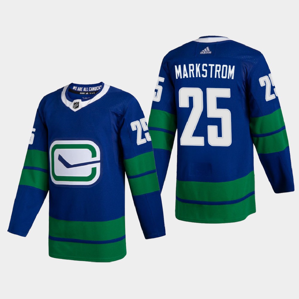 Vancouver Canucks #25 Jacob Markstrom Men Adidas 2020 Authentic Player Alternate Stitched NHL Jersey Blue